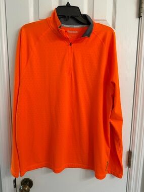 Reebok Men’s Bright Orange Long-Sleeve Half-Zip Athletic Top